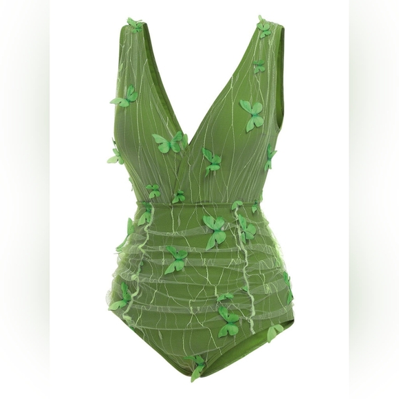 Retro Stage Other - 14 • Retro Stage • Green 1960s 3D Butterfly Mesh Swimsuit